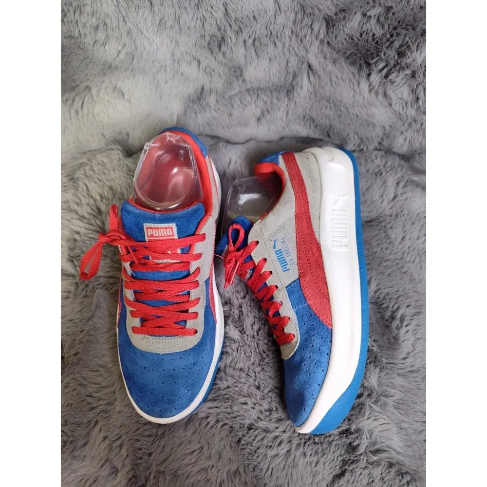 Puma GV Special Girls Sneakers 5.5 Red Blue Lace Up Low Top Sportlifestyle Shoes - Picture 4 of 16